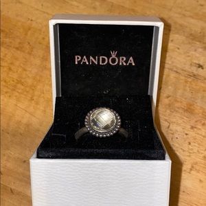 Retired Pandora Autumn Skies Green Amethyst Ring